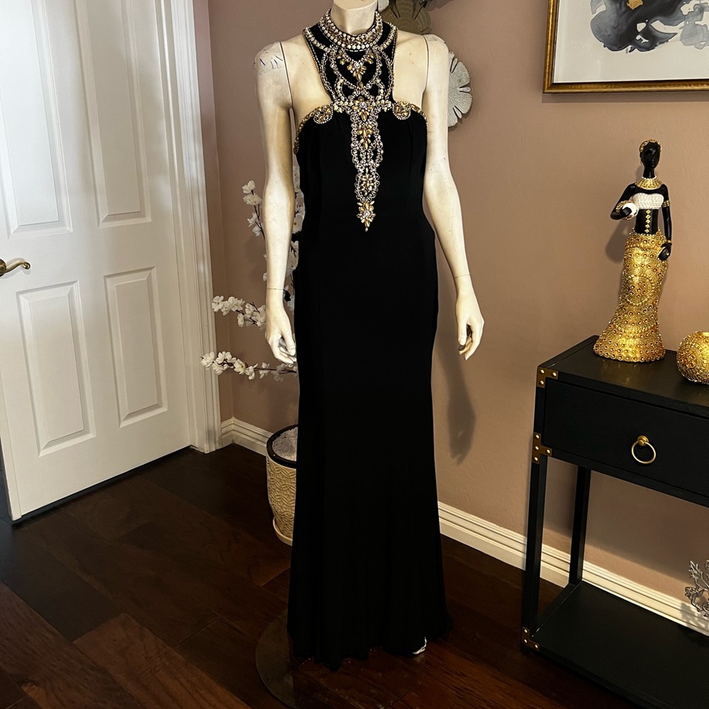 Chic Black Strapless Dress with Embellishments